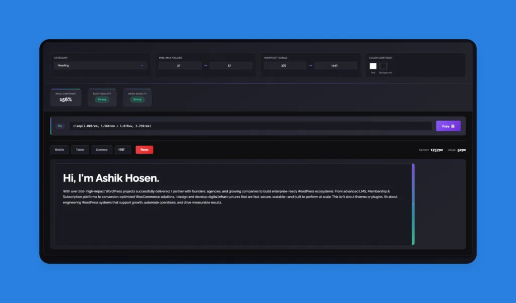 Clamp CSS Generator