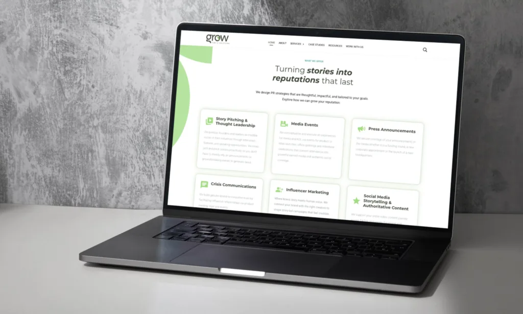 Grow Publication for Grow Public Relations, a WordPress website project by Ashik Hosen
